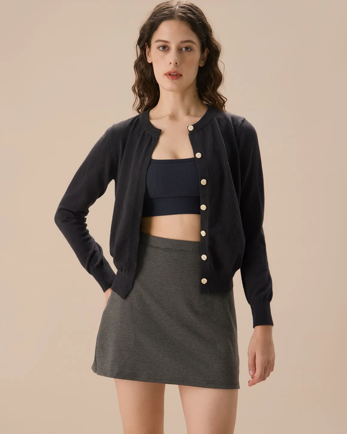 Grey Plaid Mini Skirt