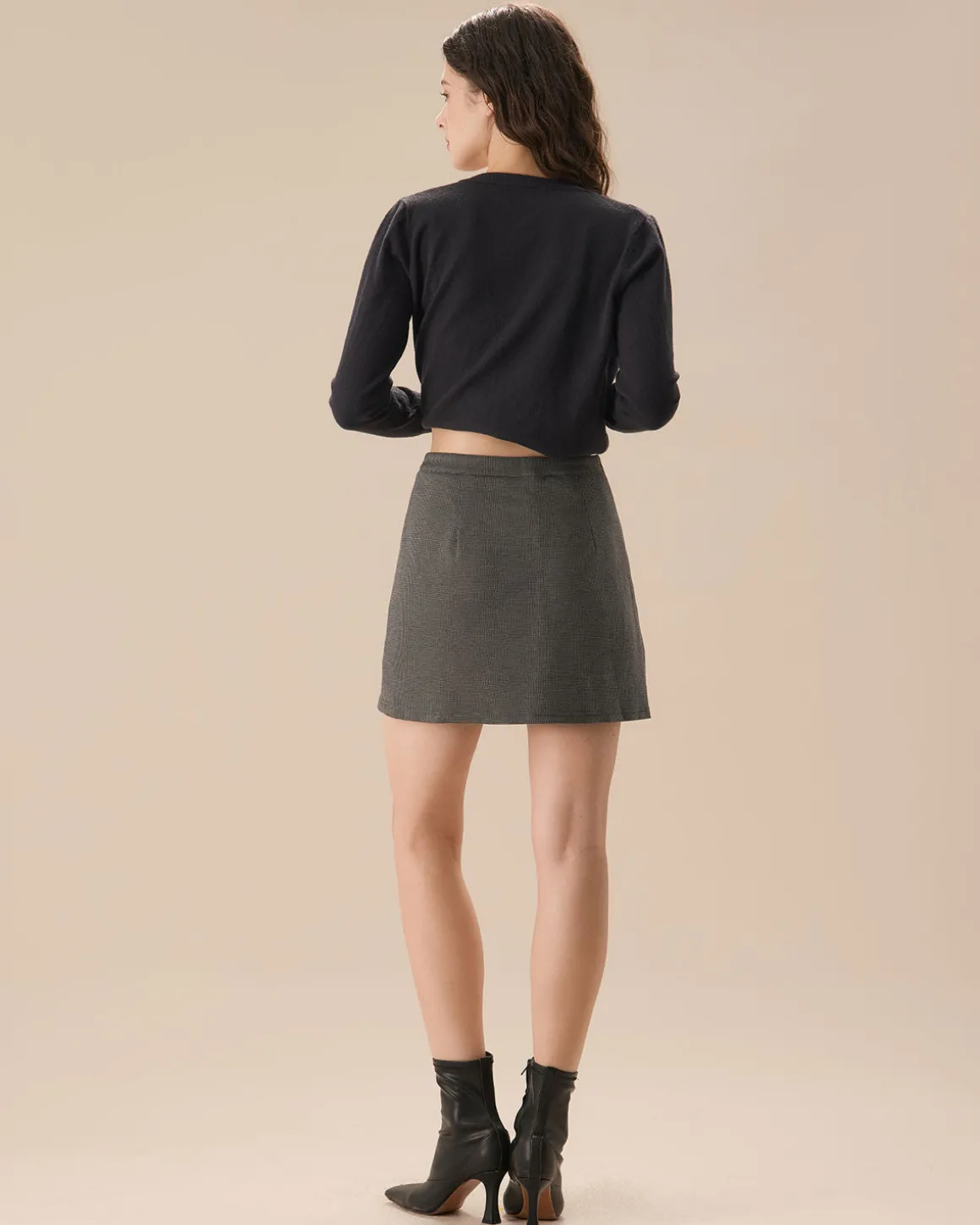 Grey Plaid Mini Skirt