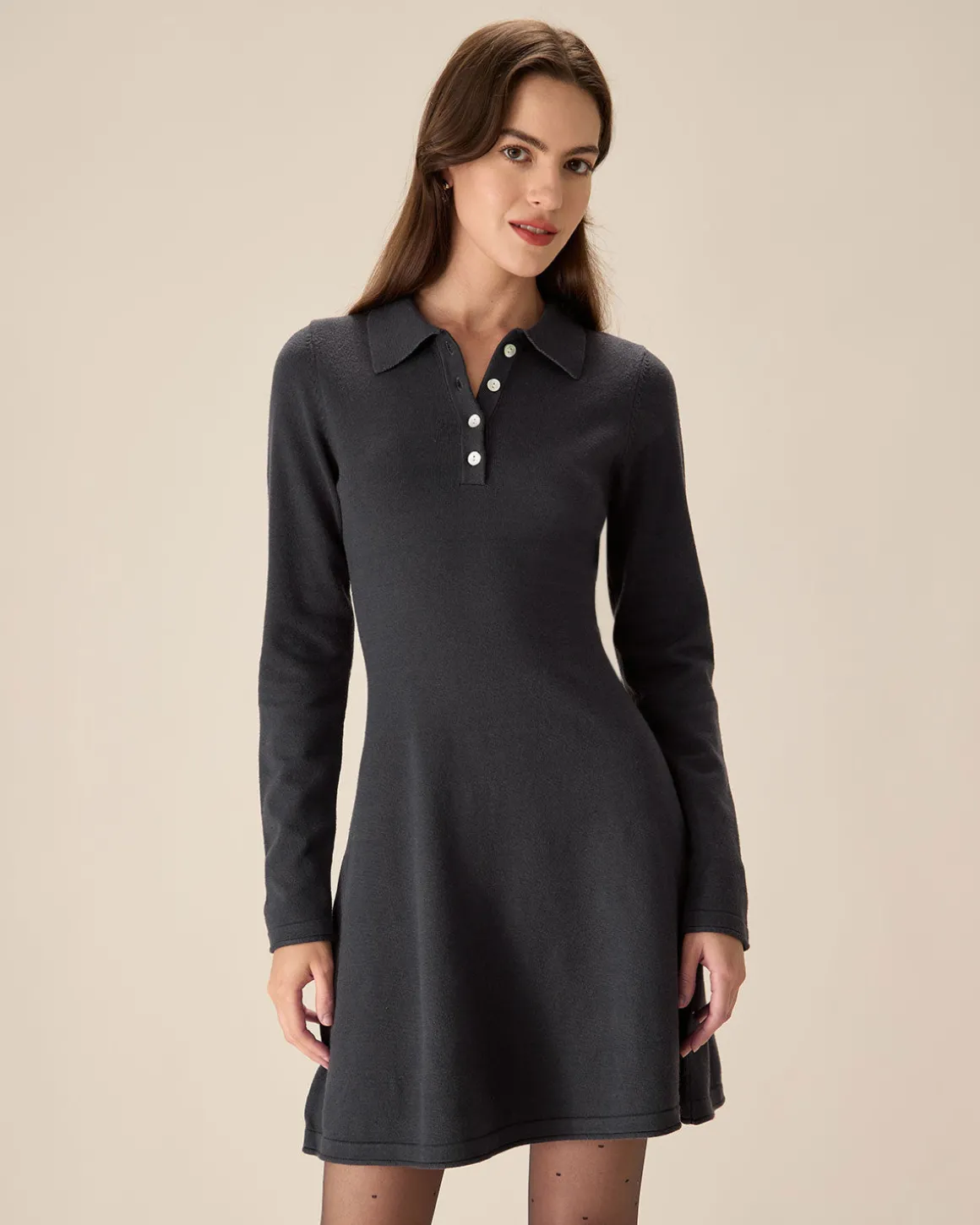 Grey Pleated Sweater Mini Dress