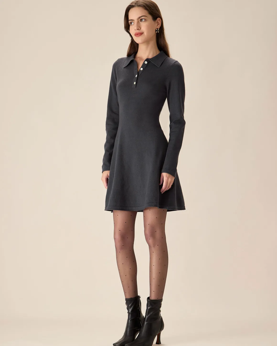 Grey Pleated Sweater Mini Dress