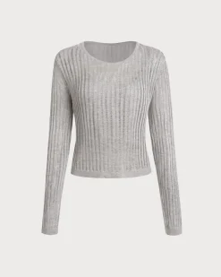 Grey Pullover Sweater Two-Piece Set