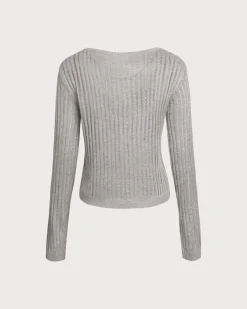 Grey Pullover Sweater Two-Piece Set
