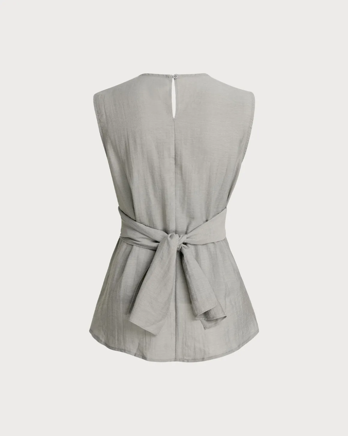 Grey Round Neck Wrap Tank Top
