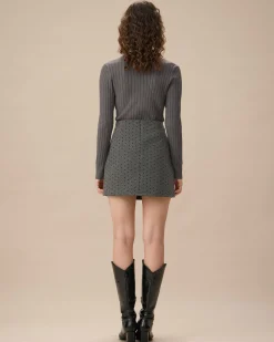 Grey V-Neck Single-breasted Cardigan