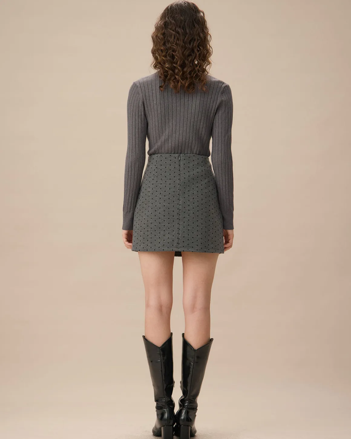Grey V-Neck Single-breasted Cardigan