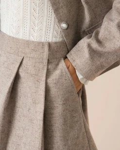 Khaki Pocket Pleated Mini Skirt