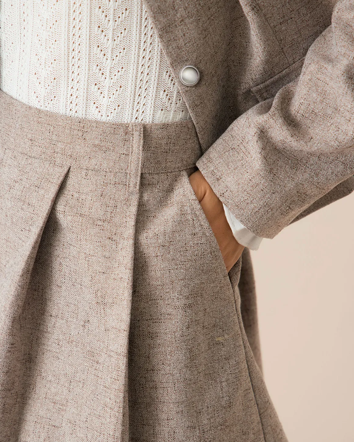 Khaki Pocket Pleated Mini Skirt