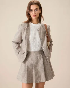 Khaki Pocket Pleated Mini Skirt