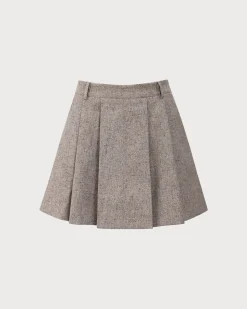 Khaki Pocket Pleated Mini Skirt