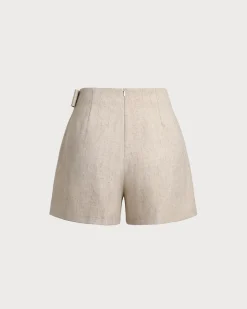 Khaki Ruched A-Line Skort