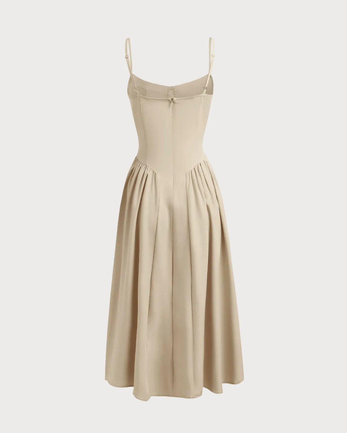 Khaki Square Neck Pocket Slip Midi Dress