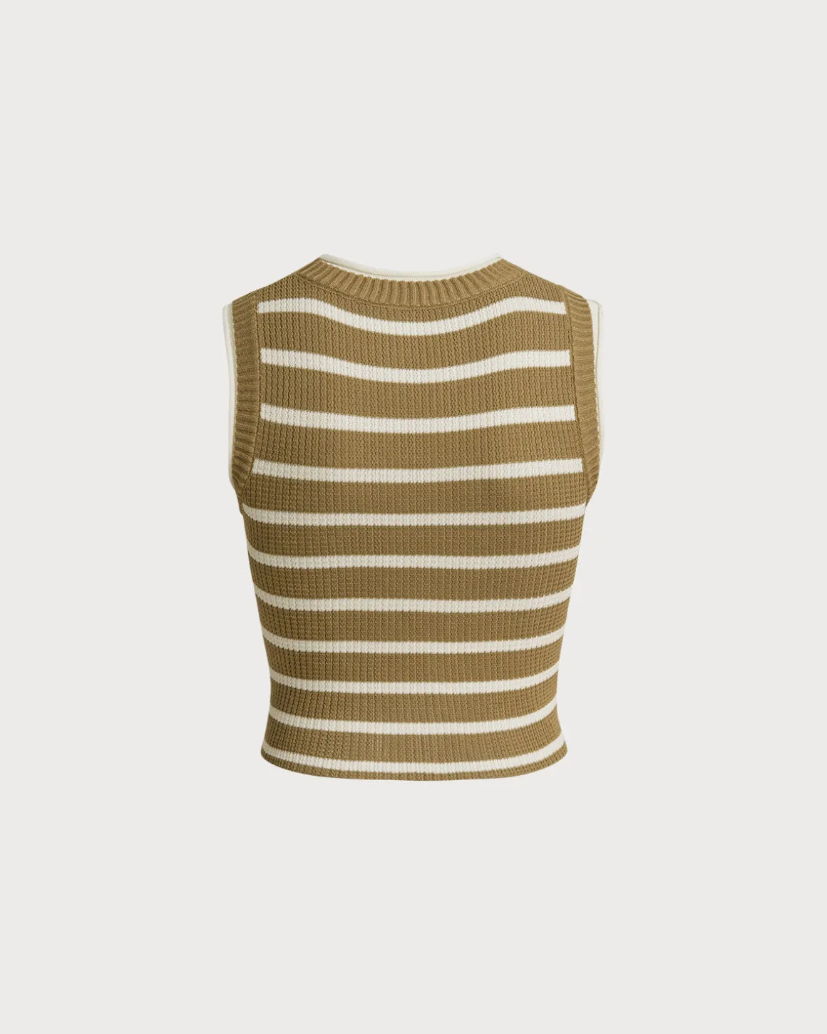 Khaki Striped Knit Tank Top