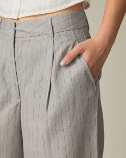 Khaki Striped Pocket Pants