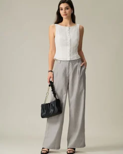 Khaki Striped Pocket Pants