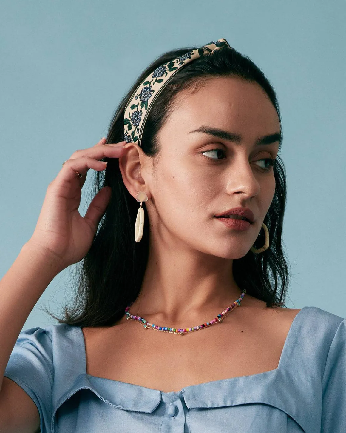 Knotted Floral Embroidered Headband