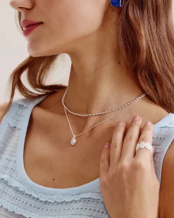 Metal Pearl Double Necklace