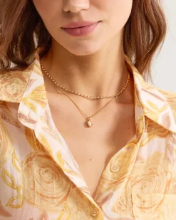 Metal Pearl Double Necklace