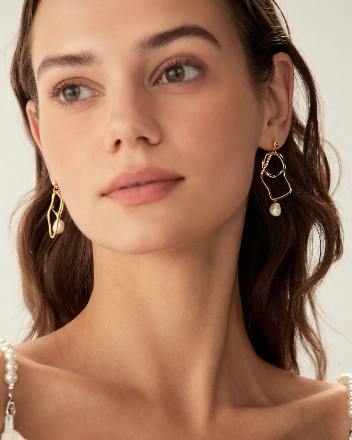 Metal Pearl Earrings