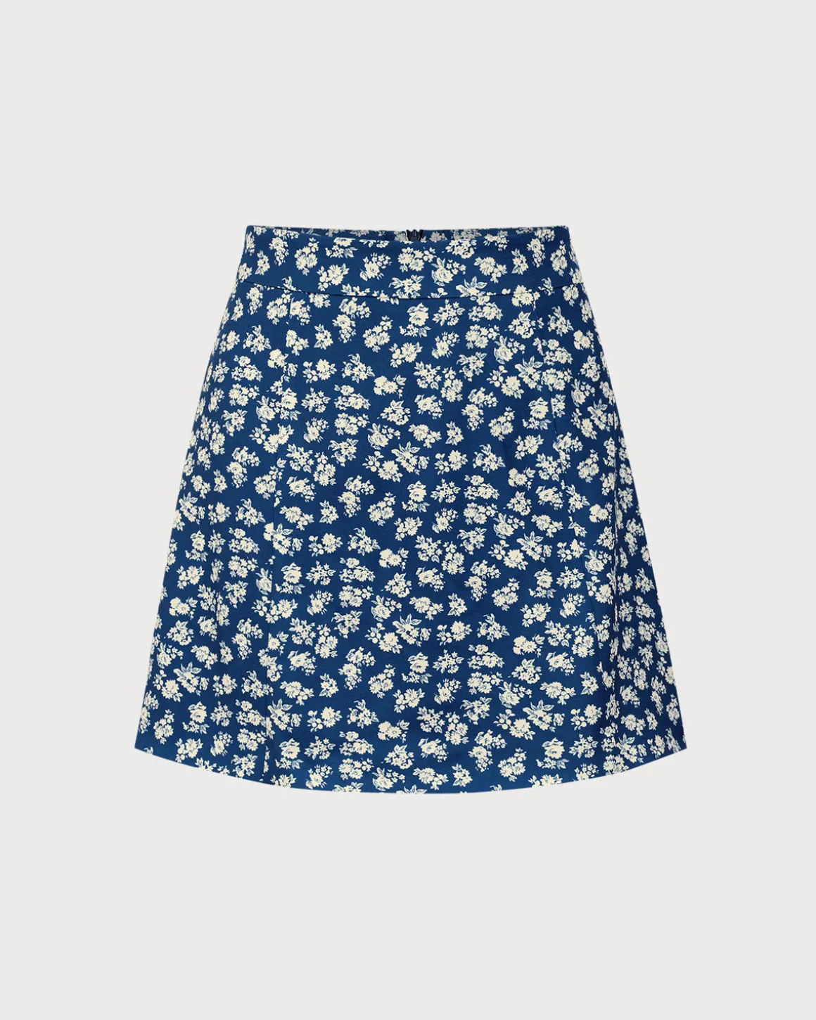 Navy Floral A-Line Mini Skirt