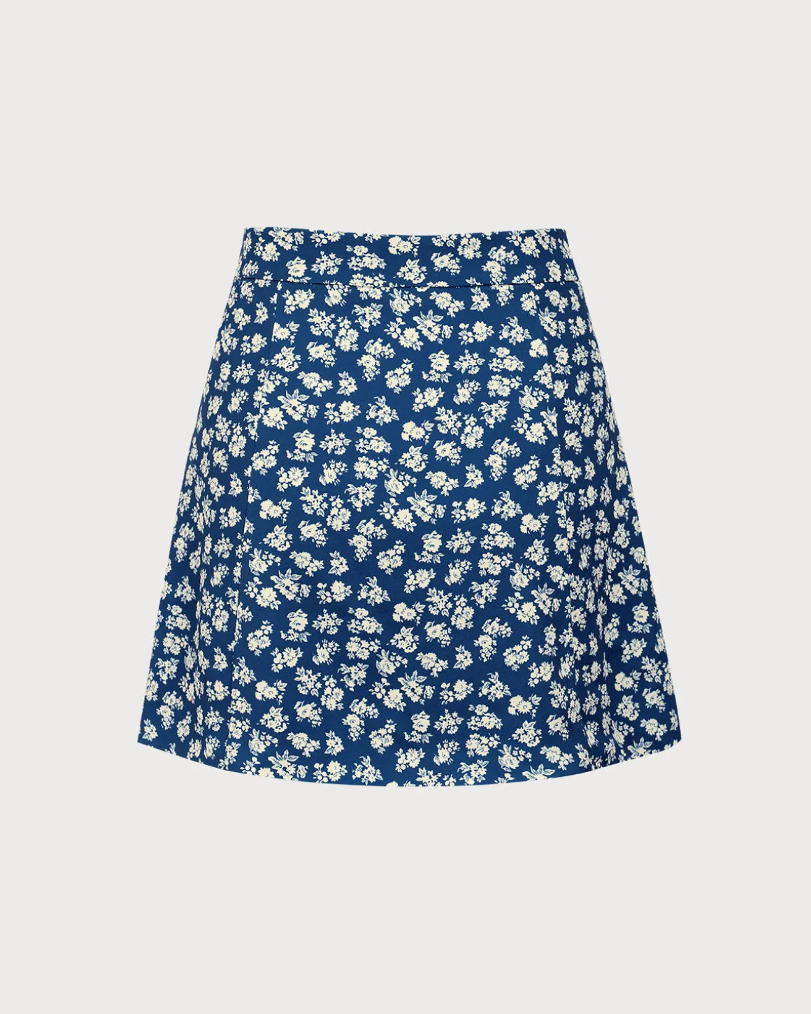 Navy Floral A-Line Mini Skirt