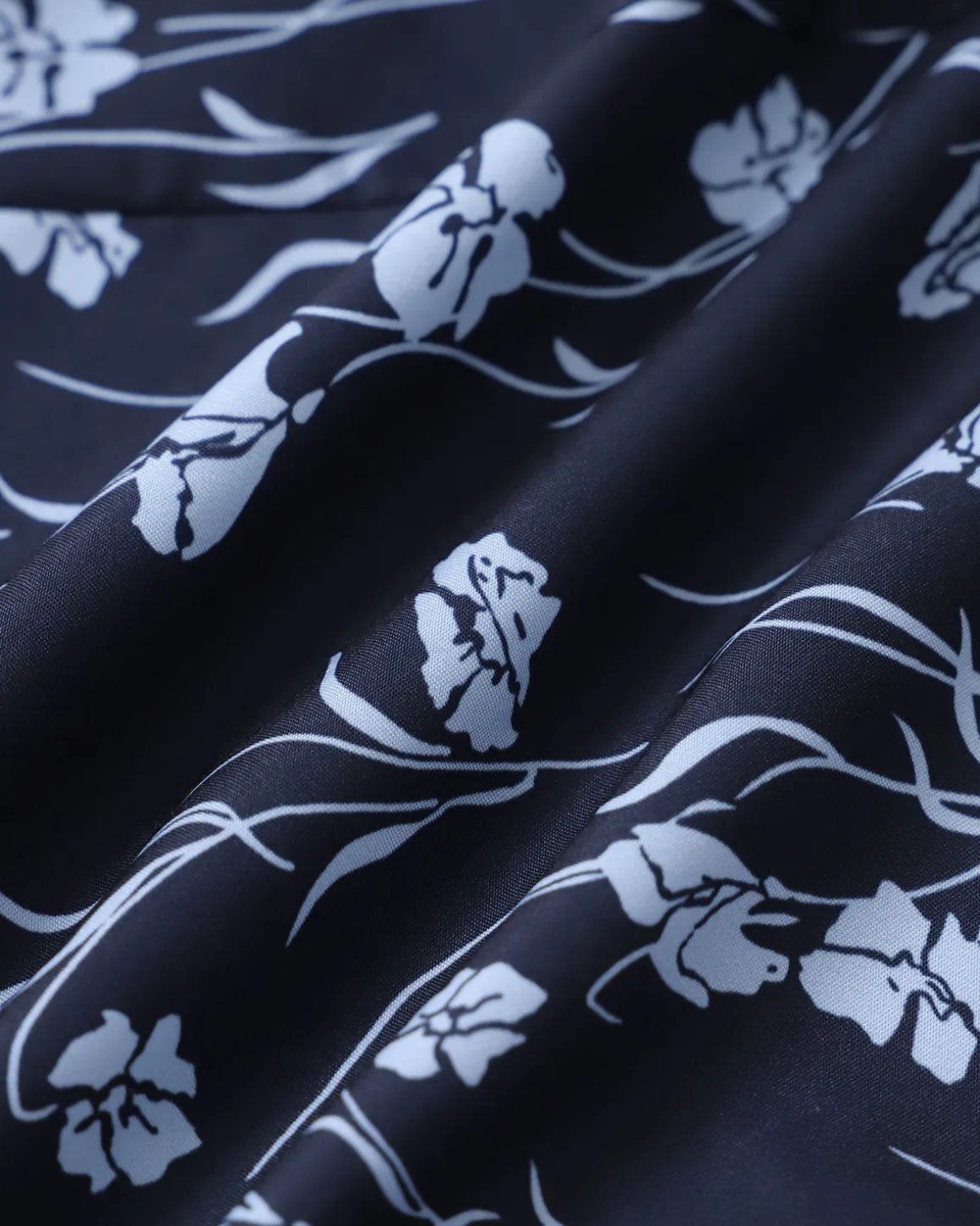 Navy Floral U-Neck Puffed-Sleeve Maxi Dress