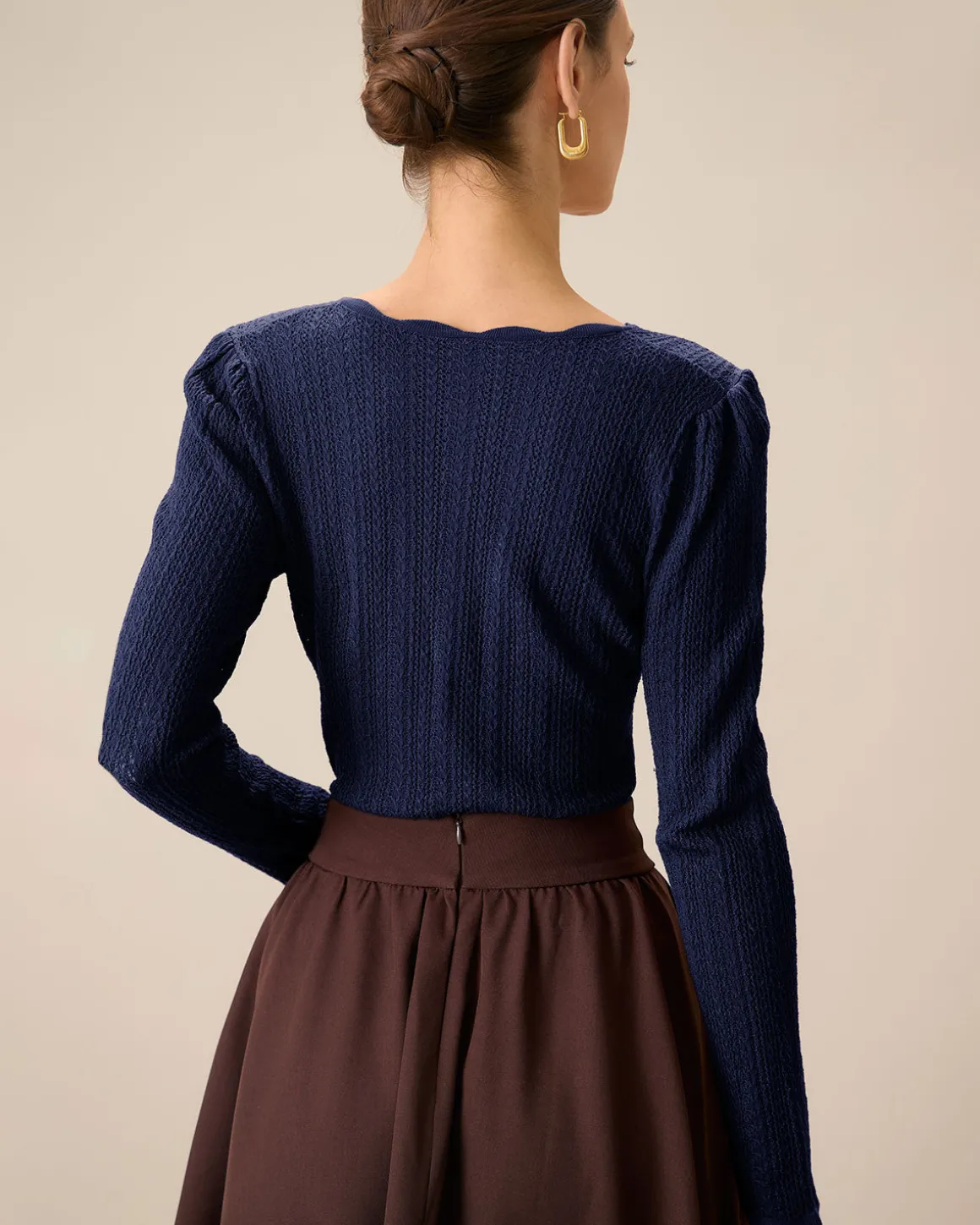Navy Round Neck Slim Sweater