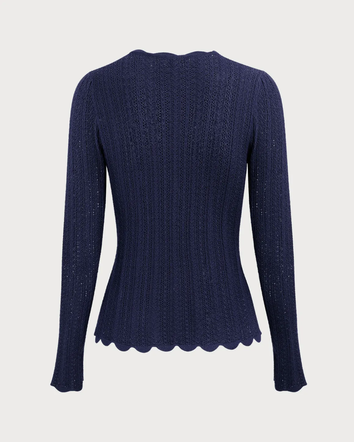 Navy Round Neck Slim Sweater