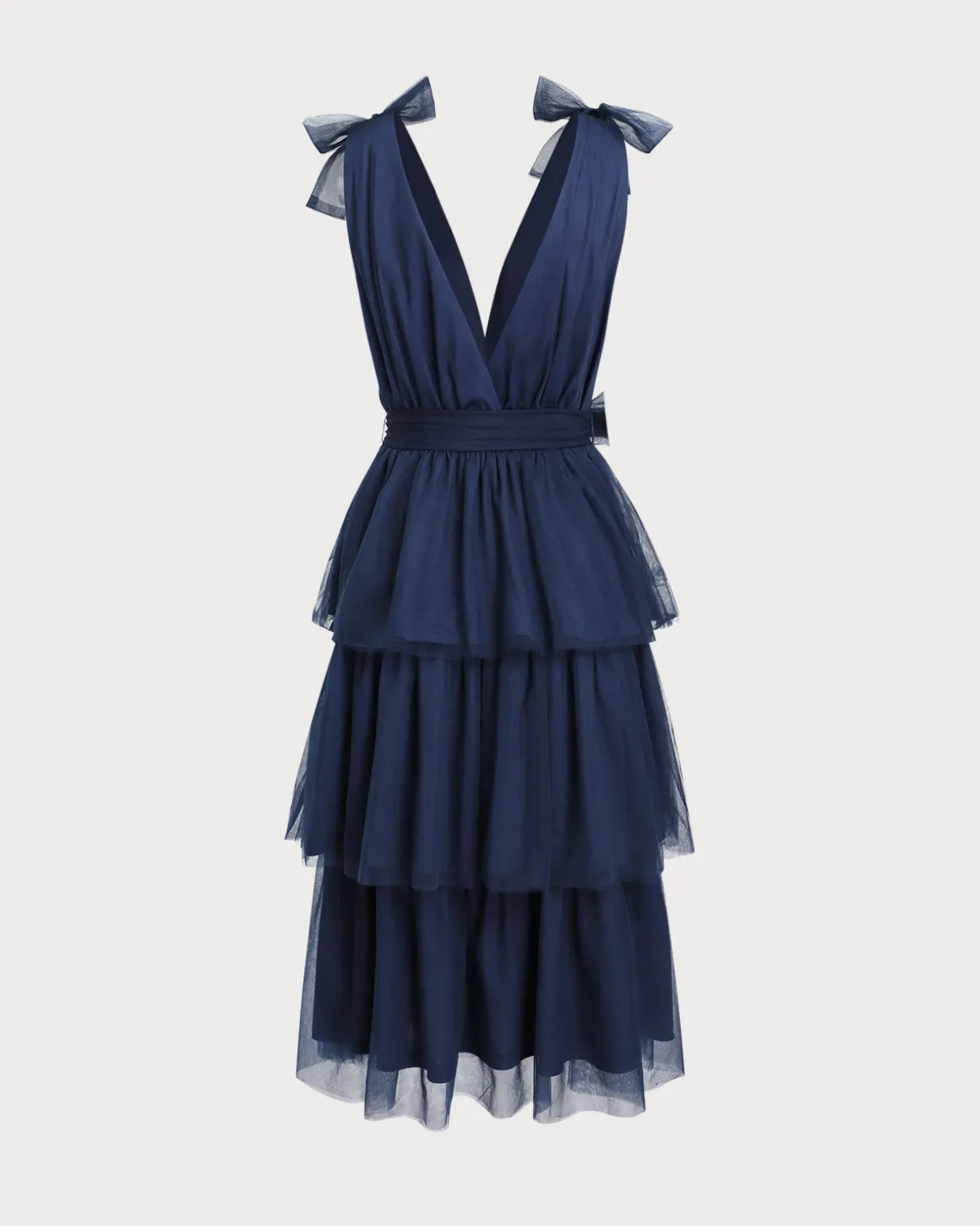 Navy Tiered Backless Maxi Dress
