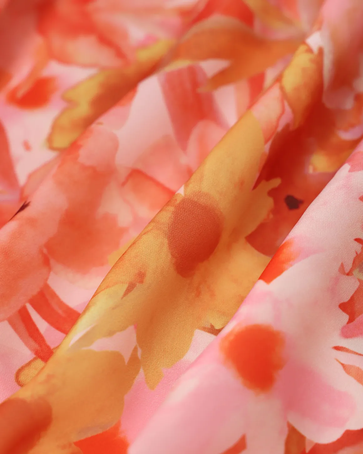 Orange Floral Square Neck Midi Dress