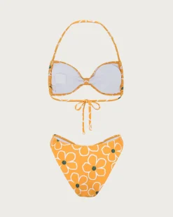 Orange Floral Triangle Bikini Set