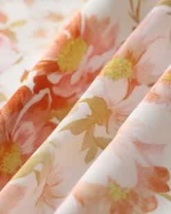 Orange Floral V-Neck Puffed Sleeve Maxi Dress