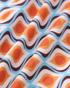 Orange Knitted Geometric Wave Print Bikini Set