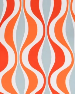 Orange Knitted Geometric Print Cutout One-Piece Swimsuit