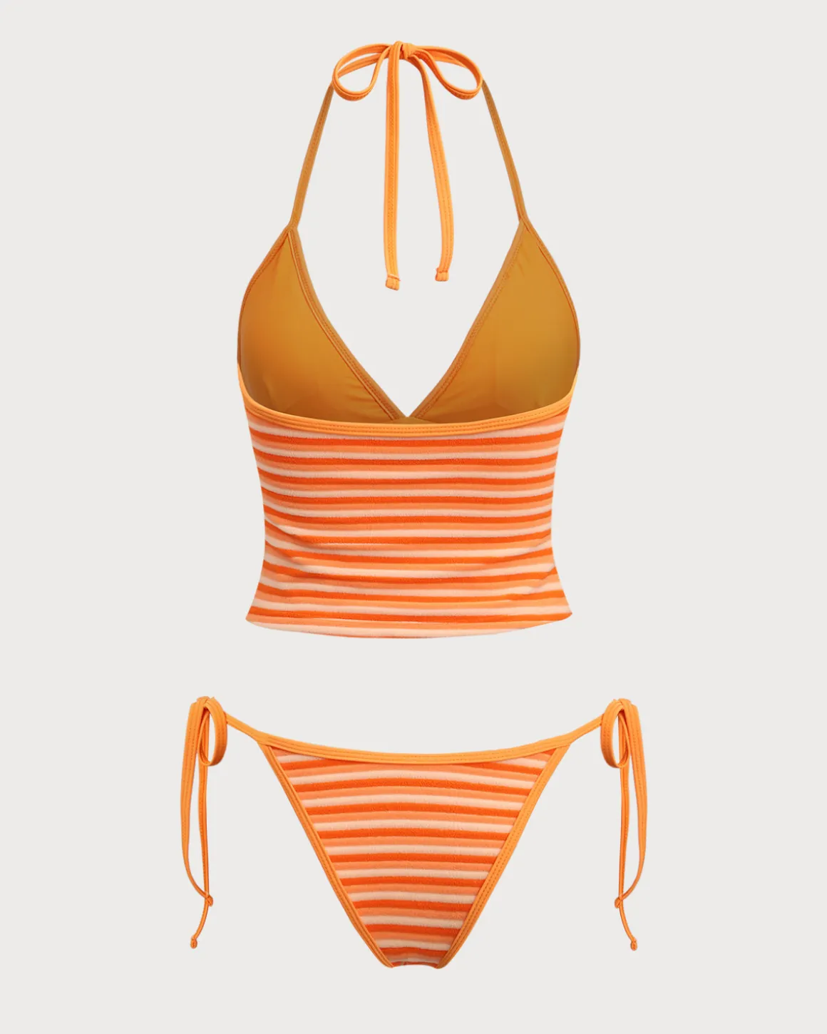 Orange Striped Tankini Swimsuit