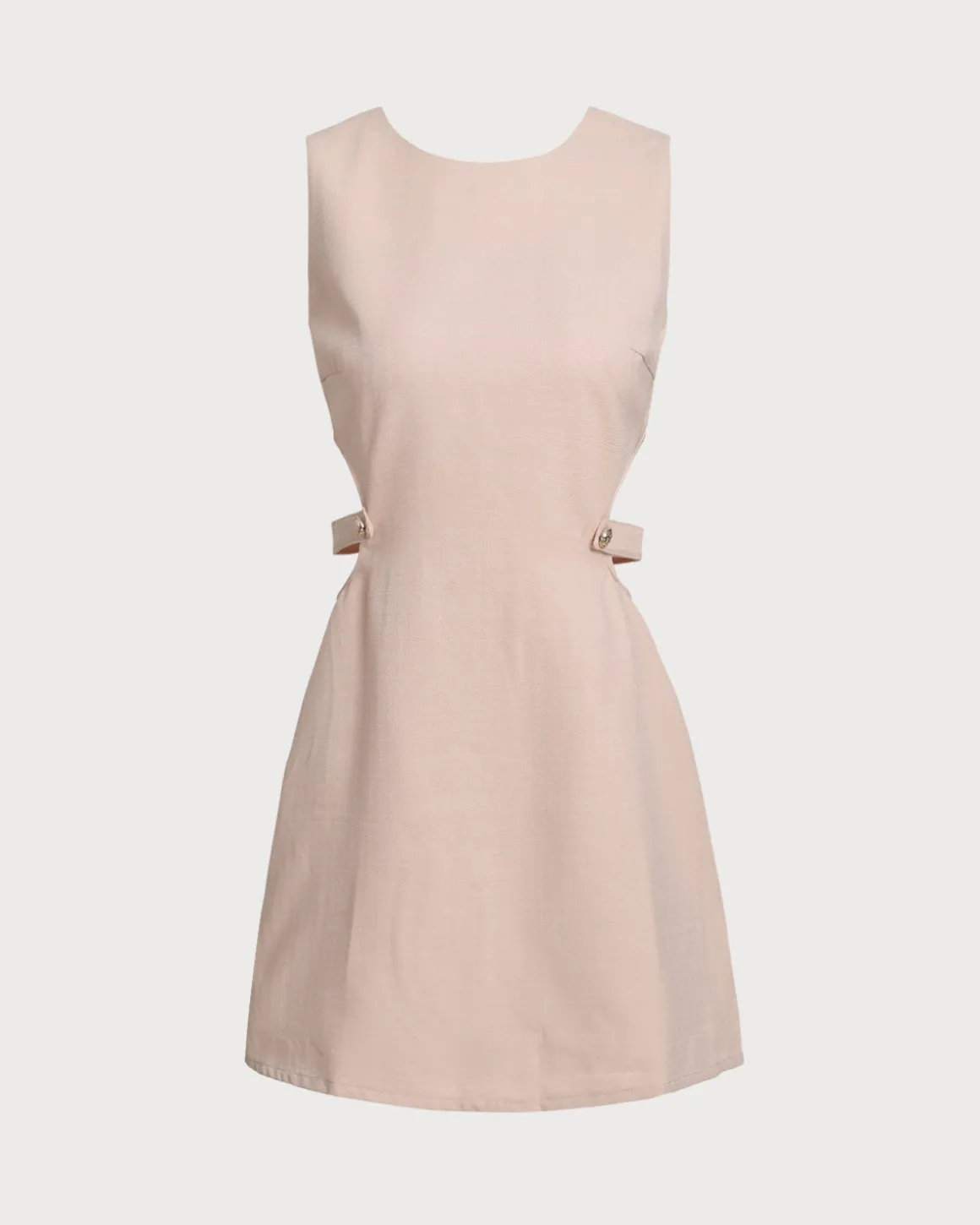 Pink Boat Neck Cut Out Sleeveless Mini Dress