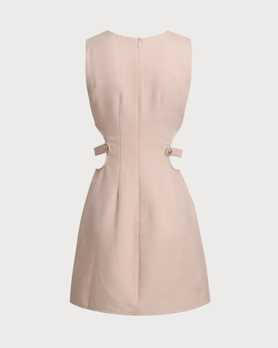 Pink Boat Neck Cut Out Sleeveless Mini Dress
