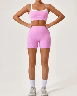 Pink Contrast Yoga Tank Top