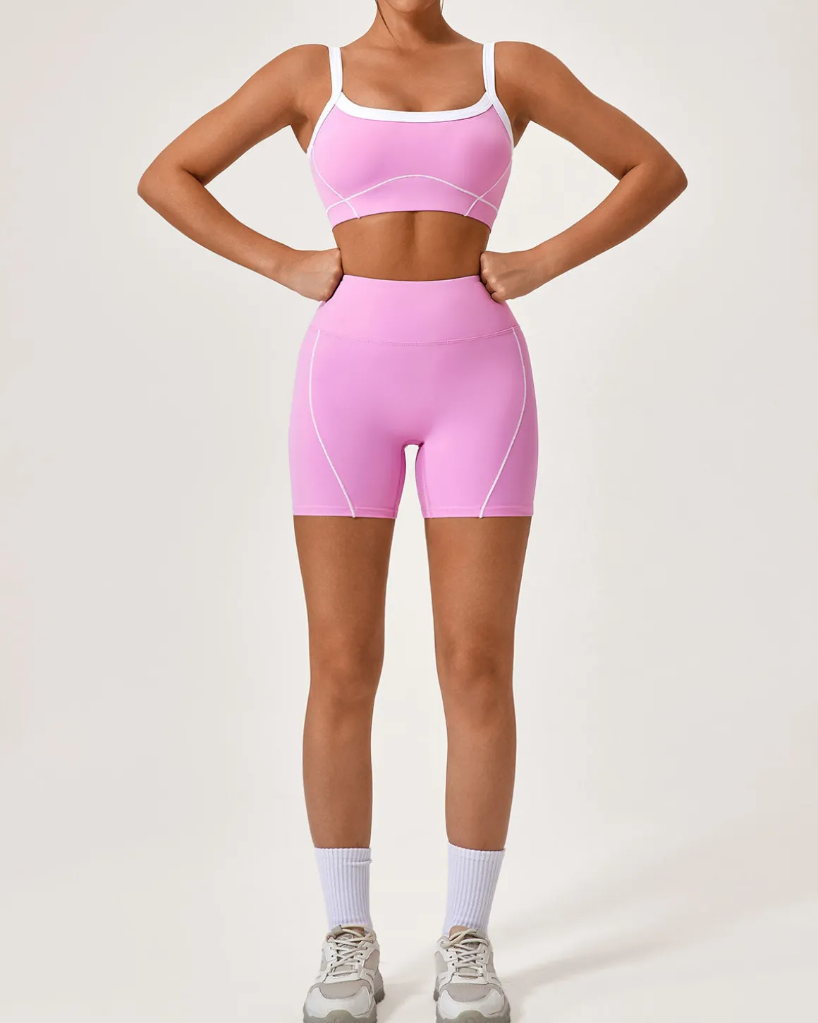 Pink Contrast Yoga Tank Top