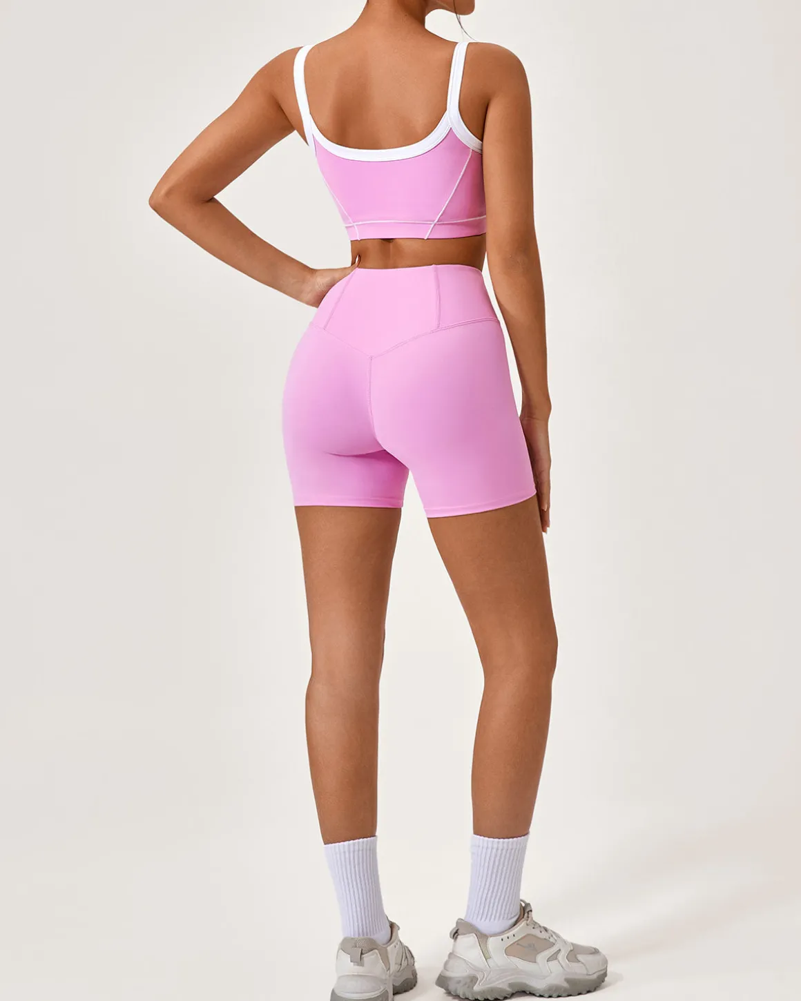 Pink Contrast Yoga Tank Top