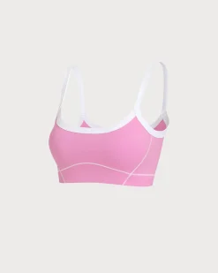 Pink Contrast Yoga Tank Top