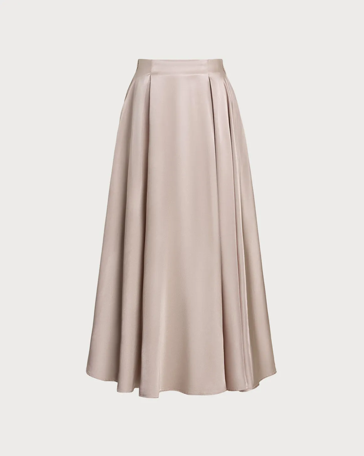 Pink Elastic Waist Flared Midi Skirt