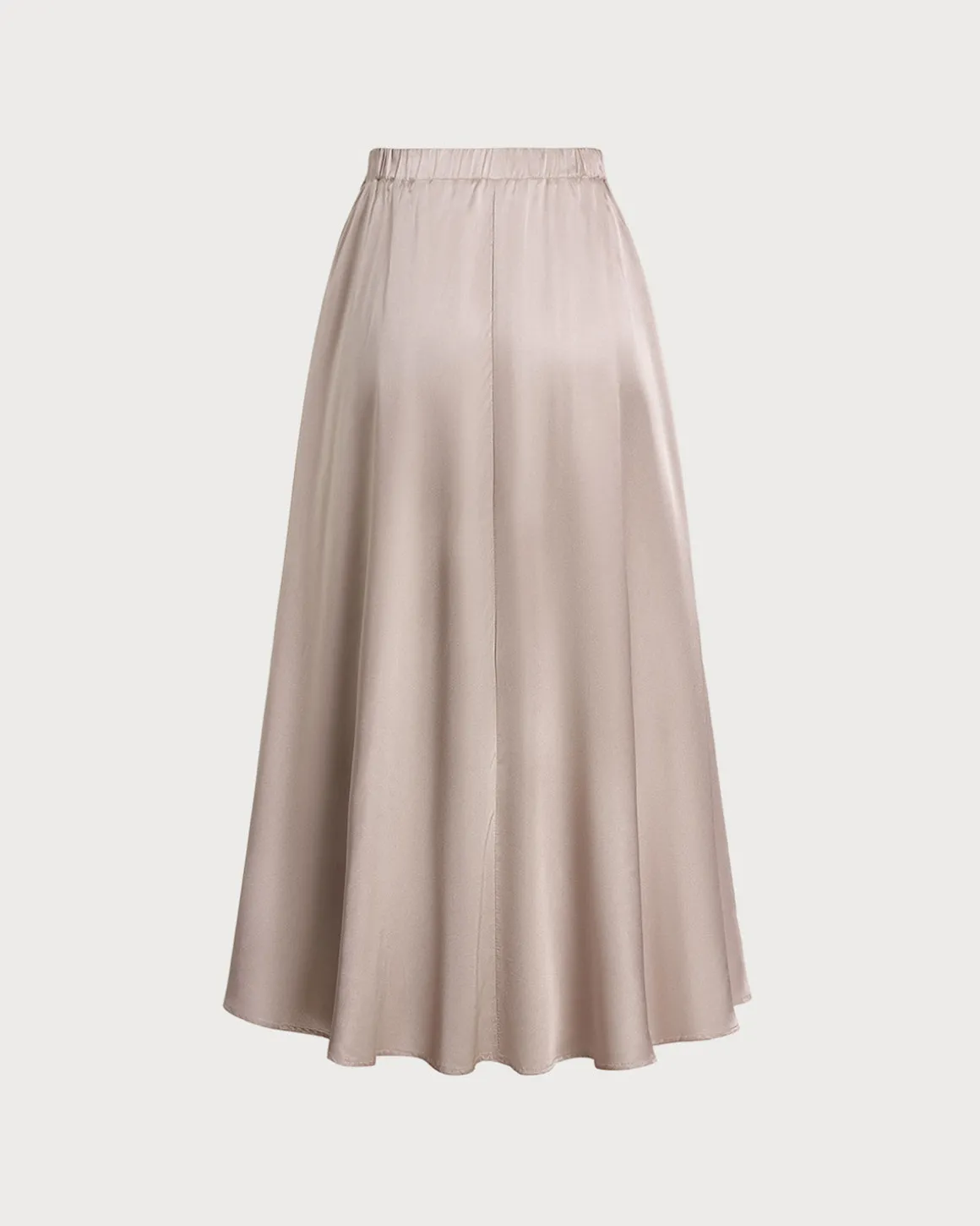 Pink Elastic Waist Flared Midi Skirt