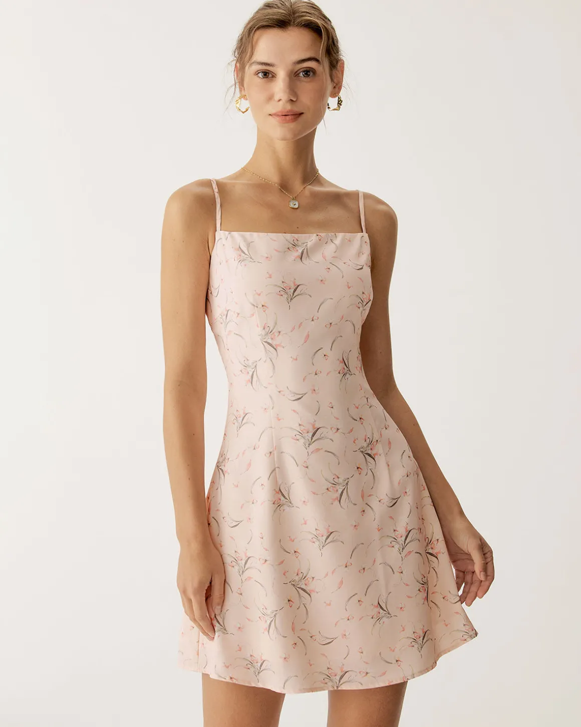 Pink Floral A-Line Slip Mini Dress
