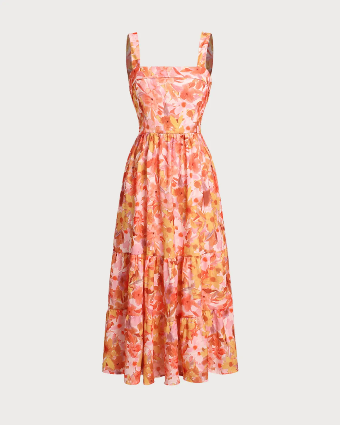 Pink Floral Backless Slip Midi Dress