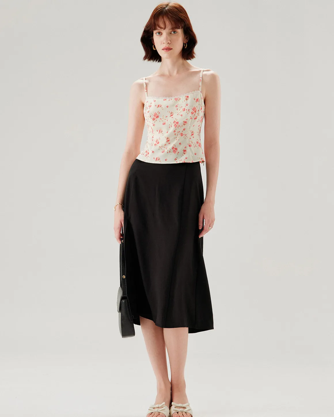 Pink Floral Cropped Cami Top