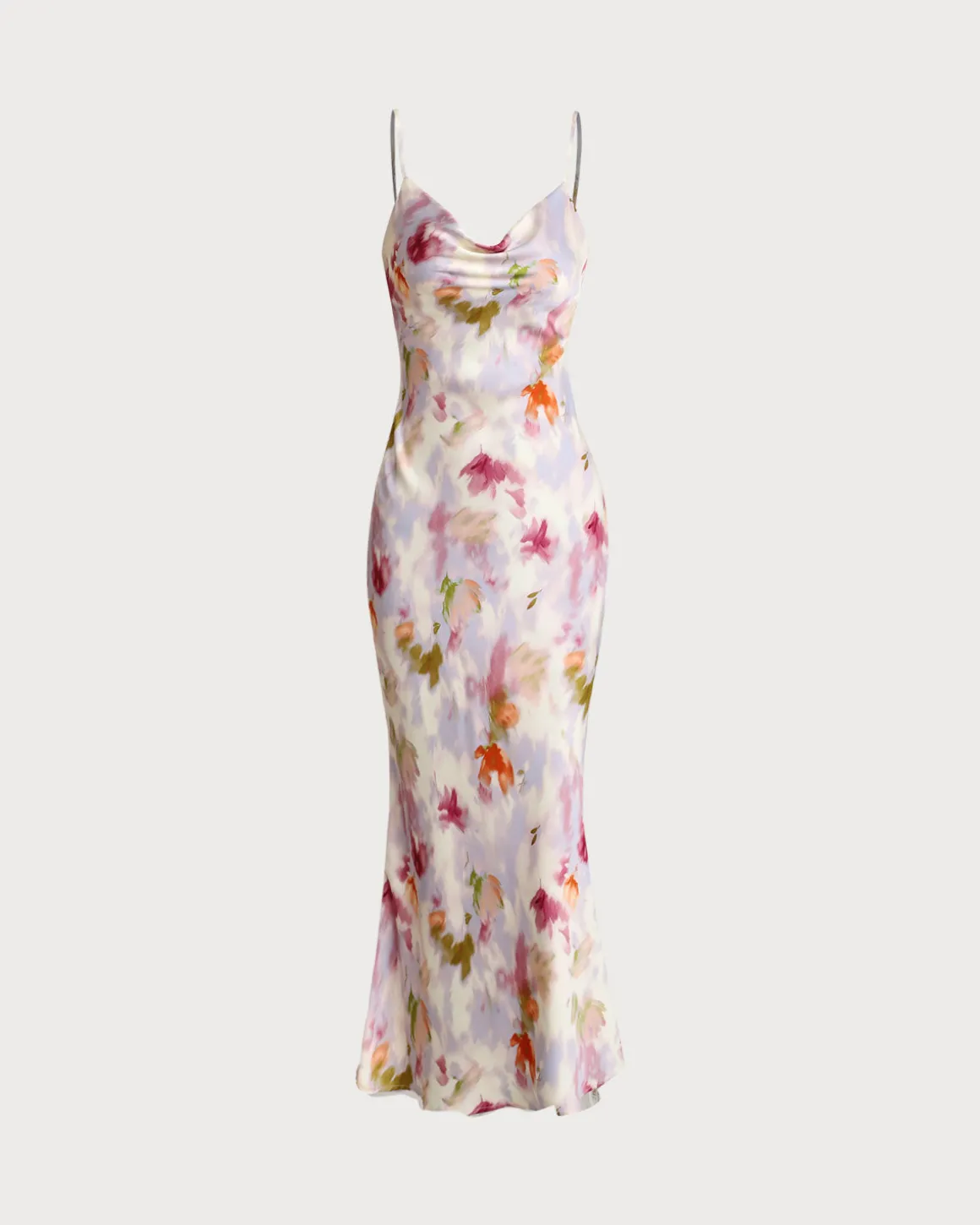 Pink Floral Mermaid Slip Midi Dress