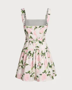 Pink Floral Ruched Belted Slip Mini Dress