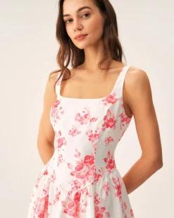 Pink Floral Ruched Mini Dress