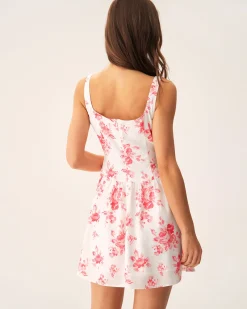 Pink Floral Ruched Mini Dress
