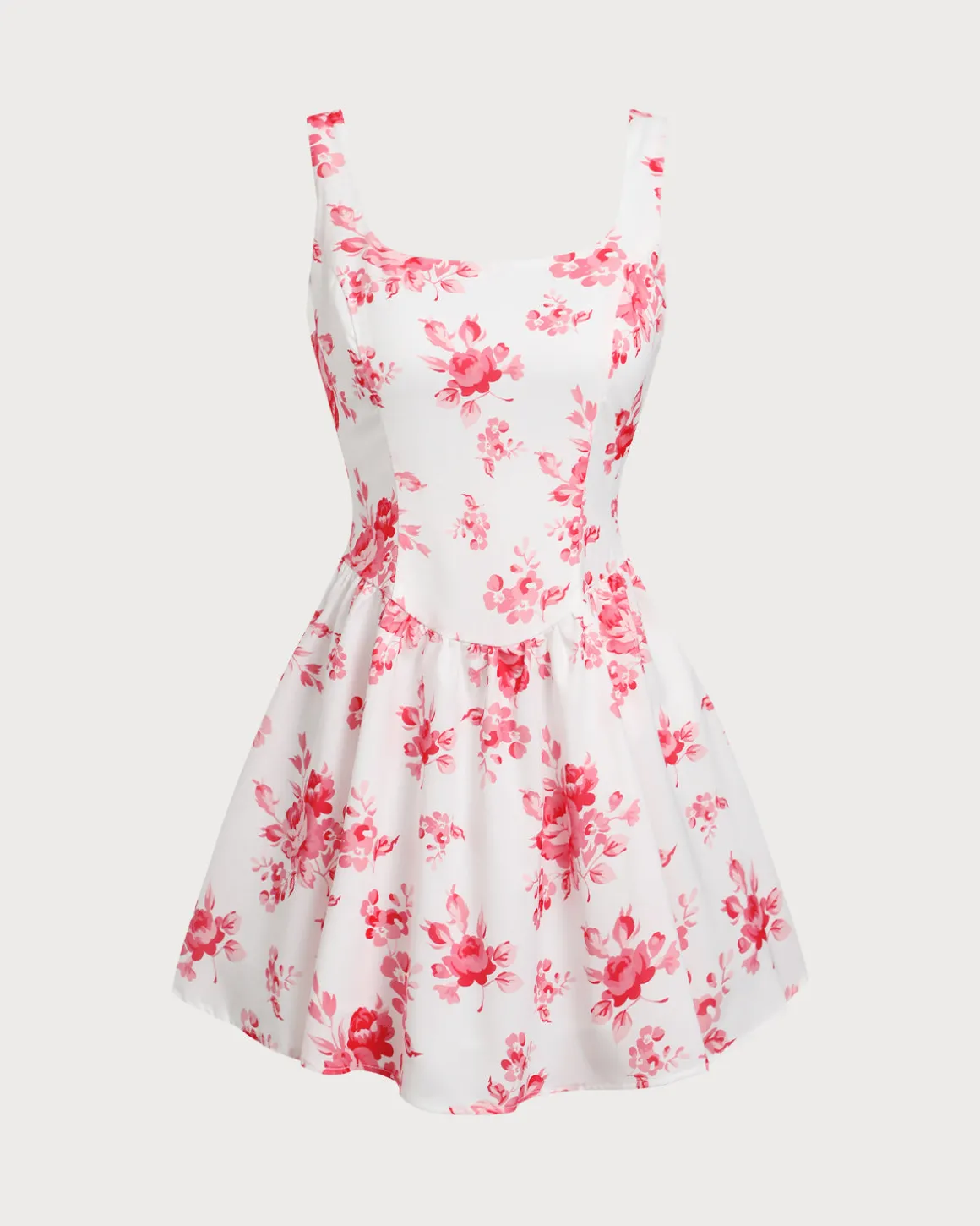 Pink Floral Ruched Mini Dress